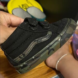 Vans Black and Green Camouflage Kids Sneakers